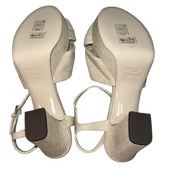 NEW NWOB Jimmy Choo Heloise 80 Platform Sandals In Ballet Pink Tan - Picture 8 of 10